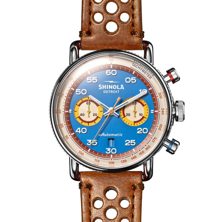 Shinola Canfield Speedway Lap 07 Automatic Chrono 44mm Horizon Blue Limited Edition