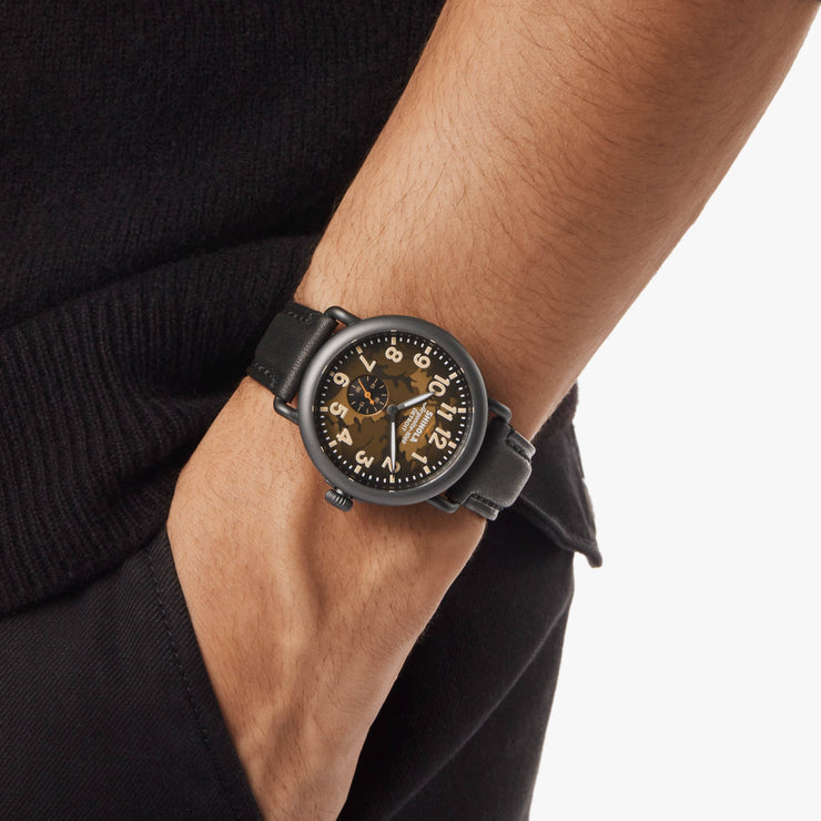 Shinola Runwell Sub Second 41mm Camo Oak Black Leather