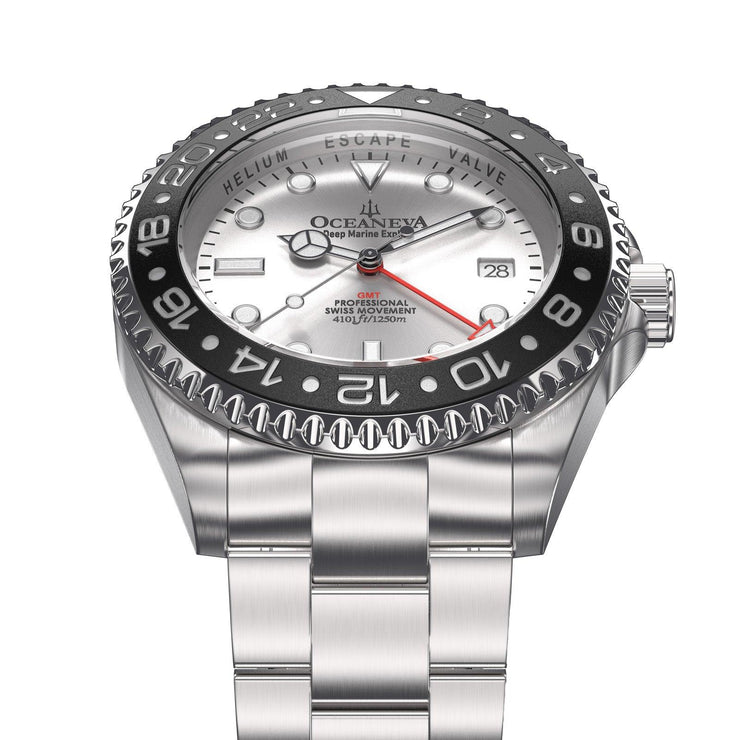 Oceaneva GMT Deep Marine Explorer 1250M Pro Diver Automatic Black Silver