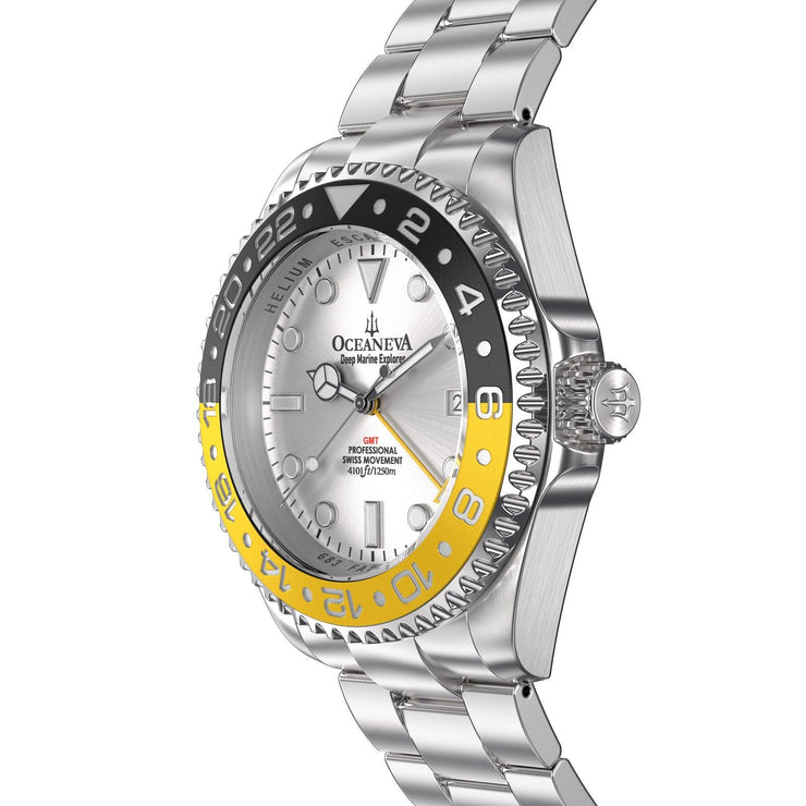 Oceaneva GMT Deep Marine Explorer 1250M Pro Diver Automatic Silver Yellow