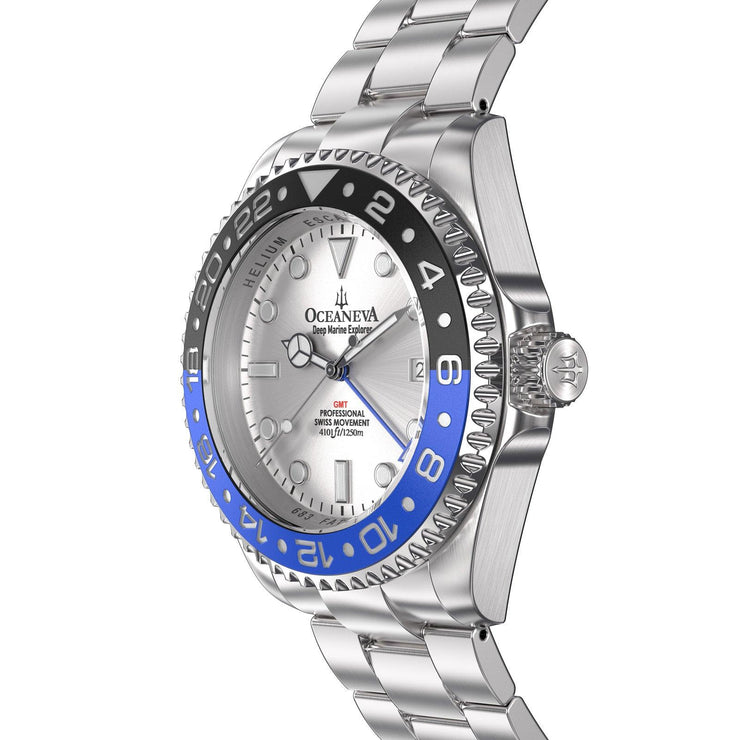 Oceaneva GMT Deep Marine Explorer 1250M Pro Diver Automatic Blue Silver