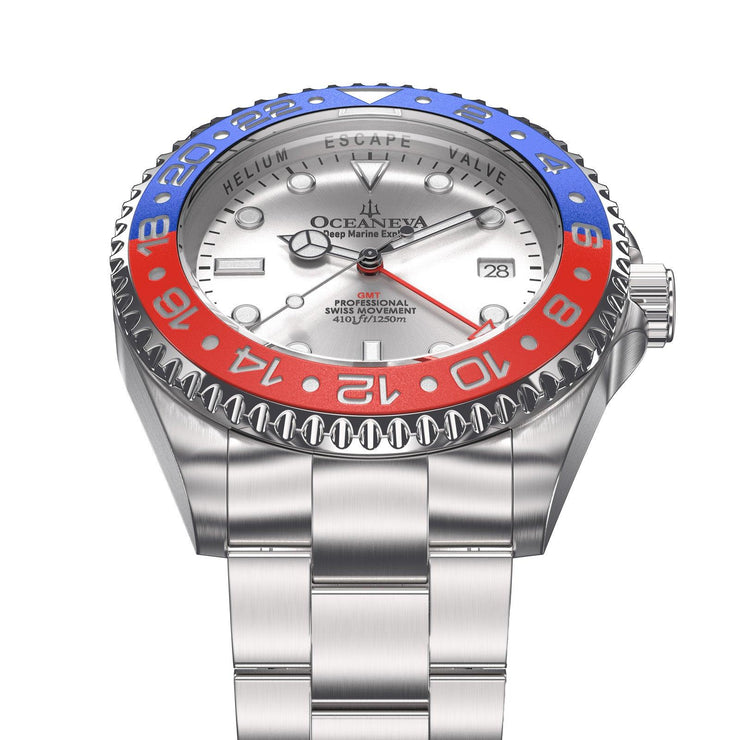 Oceaneva GMT Deep Marine Explorer 1250M Pro Diver Automatic Blue Red