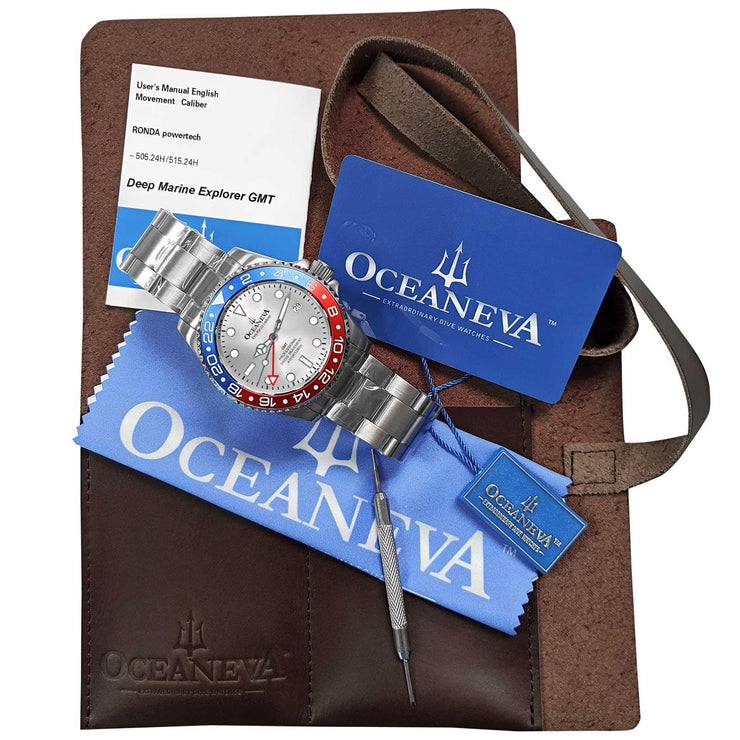 Oceaneva GMT Deep Marine Explorer 1250M Pro Diver Automatic Blue Red