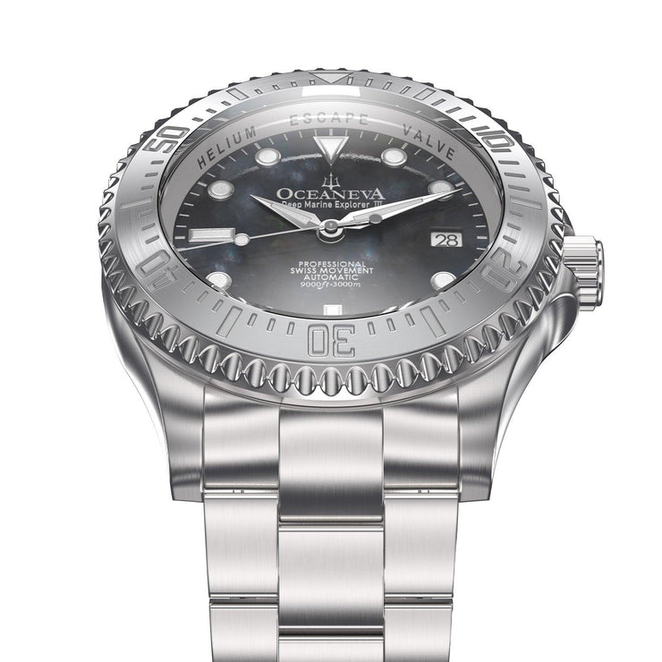 Oceaneva Deep Marine Explorer III 3000M Pro Diver Automatic Gunmetal Gray Mother Of Pearl Limited Edition