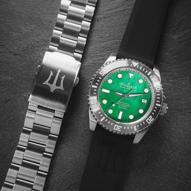 Oceaneva Deep Marine Explorer III 3000M Pro Diver Automatic Green Mother Of Pearl Limited Edition