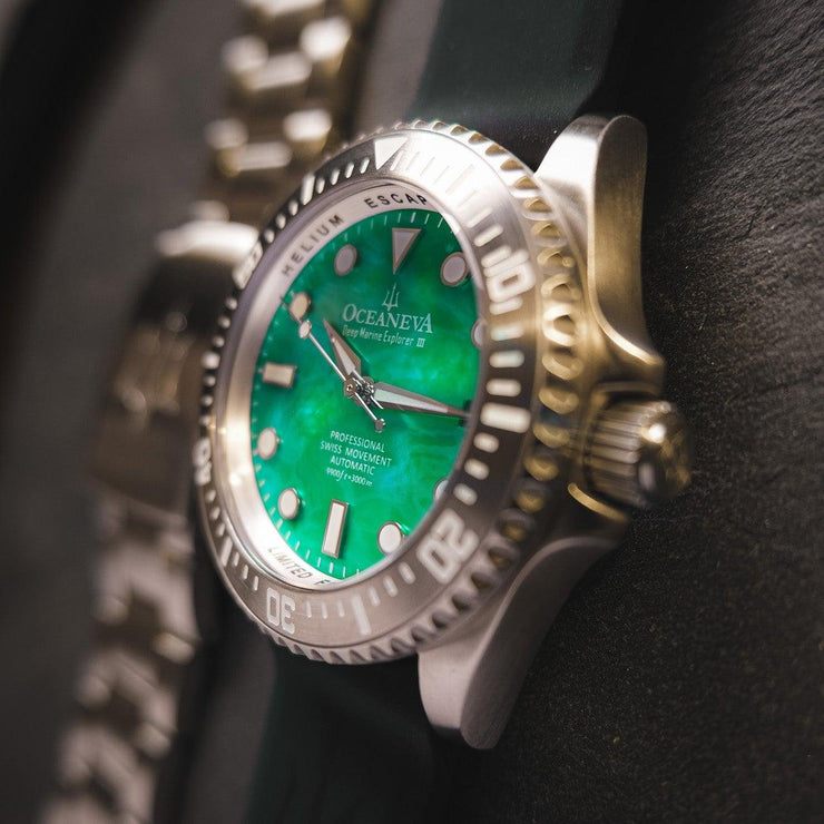 Oceaneva Deep Marine Explorer III 3000M Pro Diver Automatic Green Mother Of Pearl Limited Edition