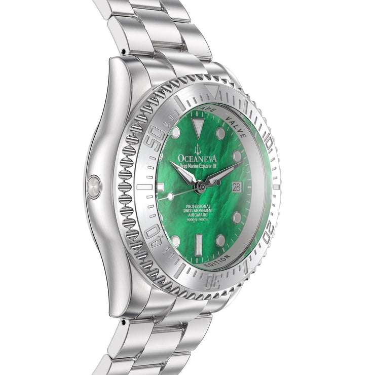 Oceaneva Deep Marine Explorer III 3000M Pro Diver Automatic Green Mother Of Pearl Limited Edition