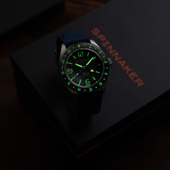 Spinnaker Fleuss GMT Automatic Deep Gray angled shot picture