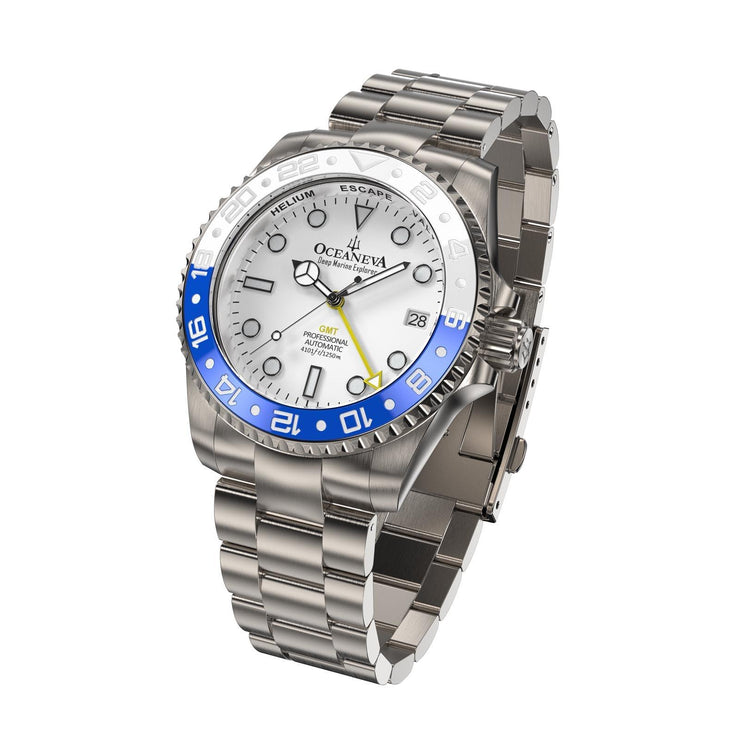 Oceaneva GMT Titanium Deep Marine Explorer 1250M Automatic White Blue