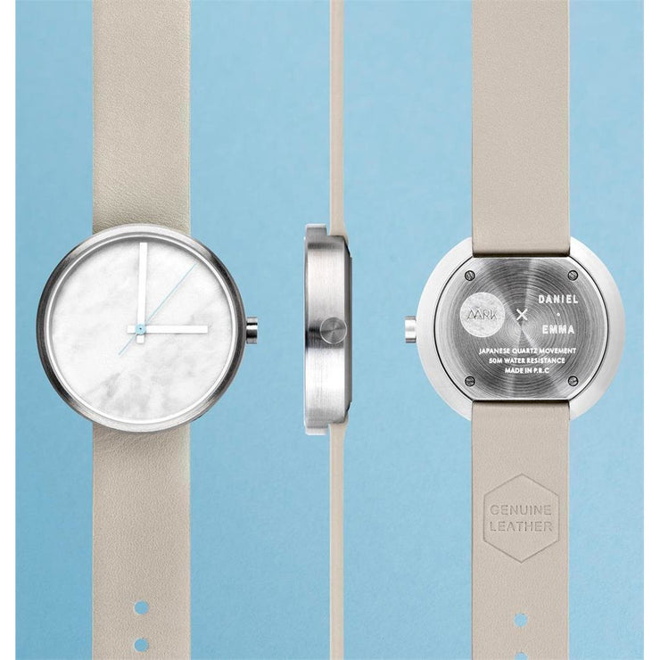 AARK Collective Marble Carrara White Italian Leather - Watches.com - MARBLE - CARRARA