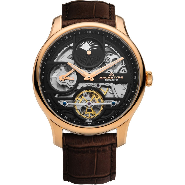 Archetype Archer Automatic Rose Gold Brown - Watches.com - ARC - 4422 - 13L