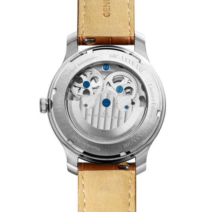 Archetype Archer Automatic Silver Tan Navy - Watches.com - ARC - 1177 - 12L