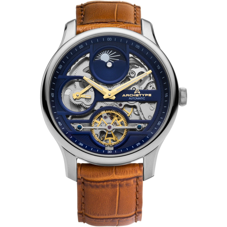 Archetype Archer Automatic Silver Tan Navy - Watches.com - ARC - 1177 - 12L