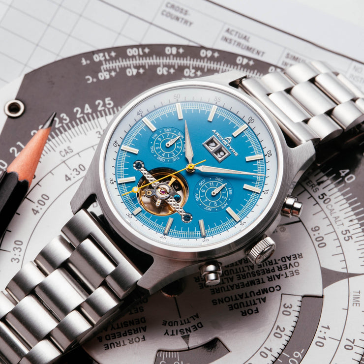 Archetype Blackhawk Automatic Calendar Sky Blue - Watches.com - BHK - 1170 - 01B