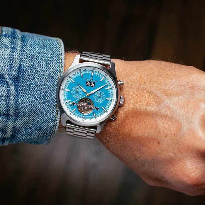 Archetype Blackhawk Automatic Calendar Sky Blue angled shot picture