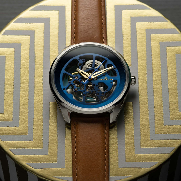 Archetype Nemesis Automatic Silver Tan Blue - Watches.com - NMS - 1177 - 12L