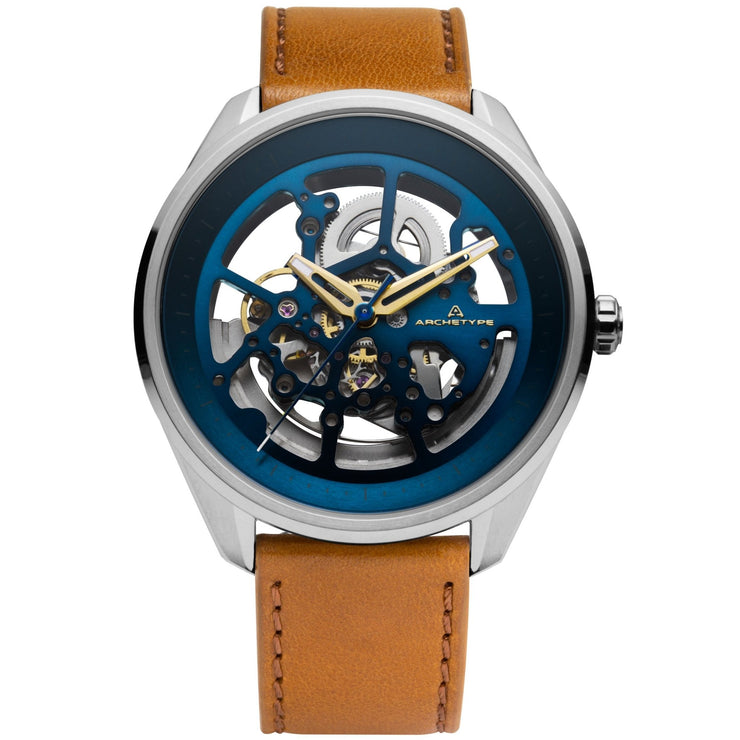 Archetype Nemesis Automatic Silver Tan Blue - Watches.com - NMS - 1177 - 12L