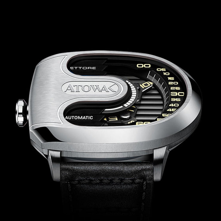 Atowak Ettore Drift 4 - Arm Automatic Wandering Hour Silver Black - Watches.com - ET12 - S1933