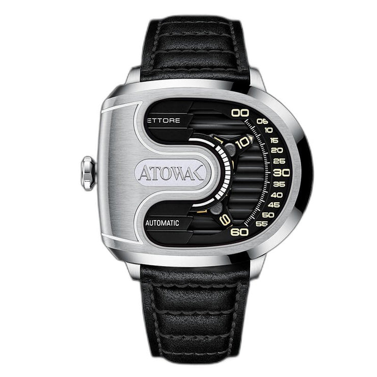 Atowak Ettore Drift 4 - Arm Automatic Wandering Hour Silver Black - Watches.com - ET12 - S1933