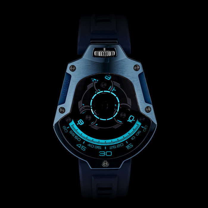 Atowak Spaceship Automatic Abyssal Blue Limited Edition angled shot picture