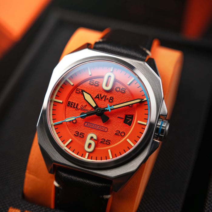 AVI-8 Bell X-1 Machbuster Automatic Retro Orange angled shot picture