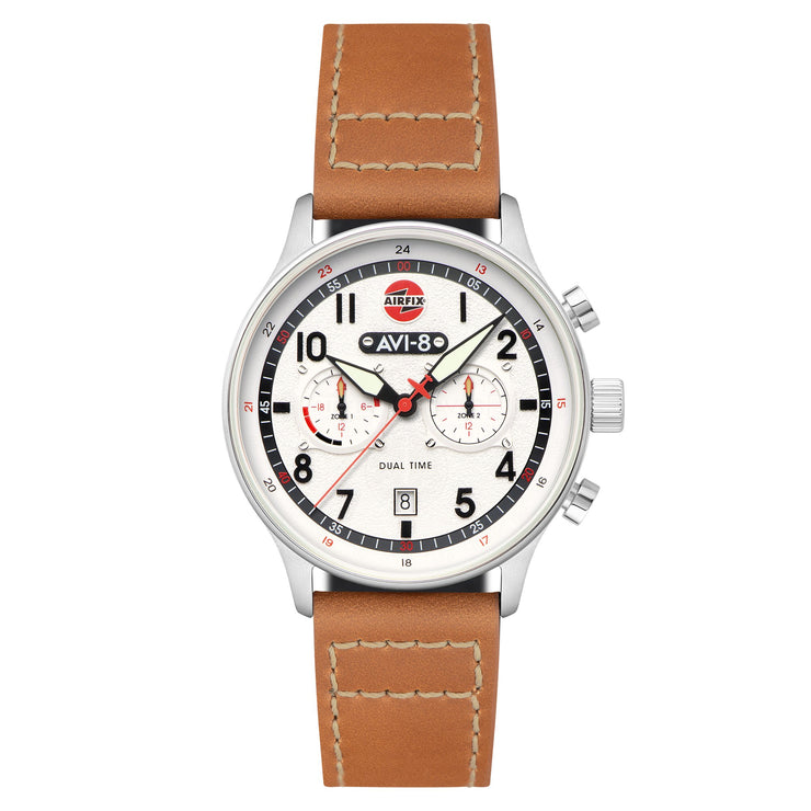 AVI - 8 Carey Dual Time Airfix Edition Silver White - Watches.com - AV - 4088 - 06