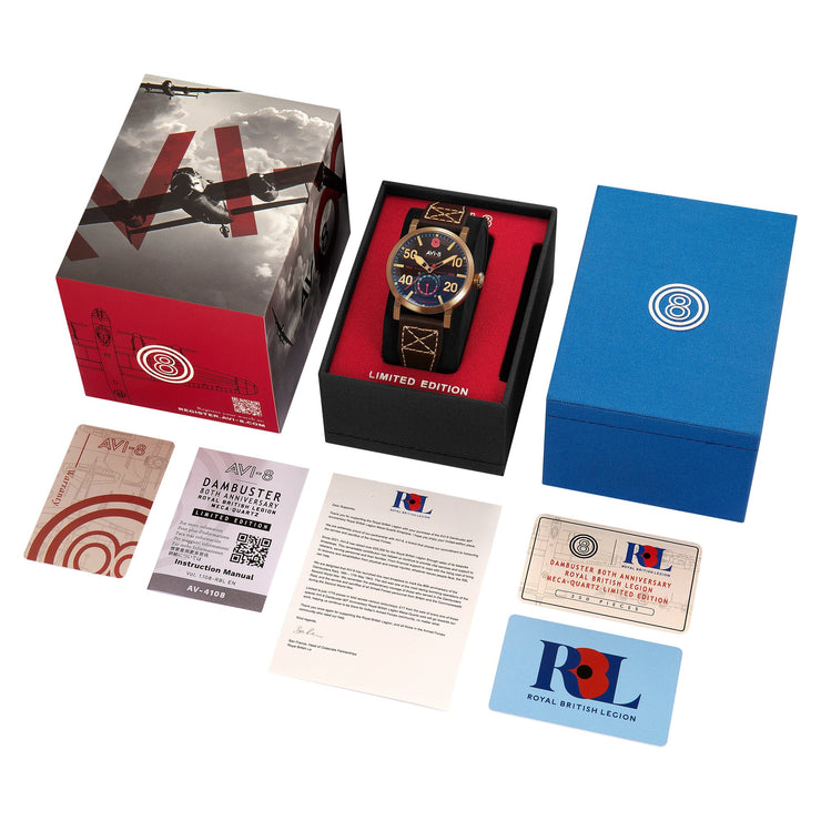 AVI - 8 Dambuster 80Th Anniversary Royal British Legion Meca - Quartz Limited Edition Carbon Brown - Watches.com - AV - 4108 - RBL - 05