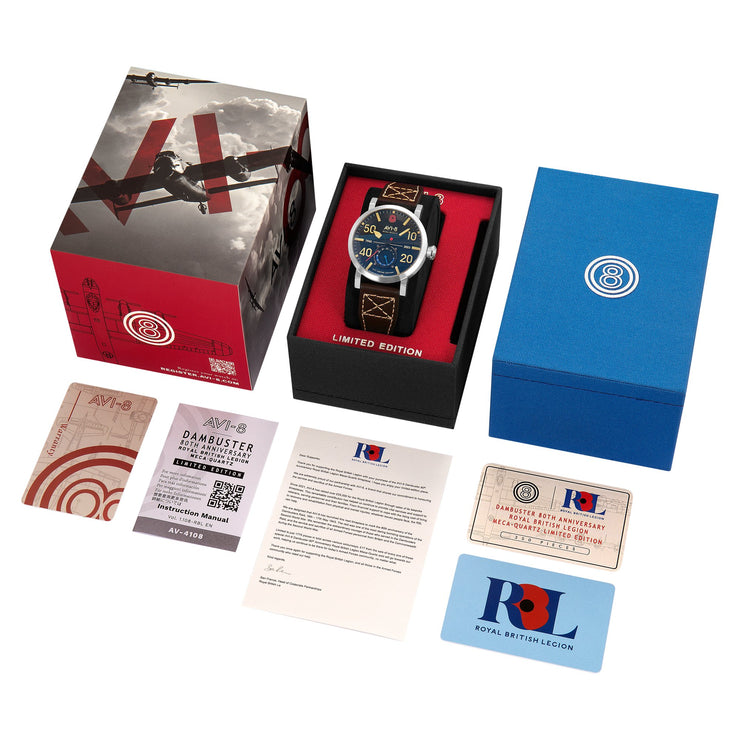 AVI - 8 Dambuster 80Th Anniversary Royal British Legion Meca - Quartz Limited Edition Navy Blue - Watches.com - AV - 4108 - RBL - 02