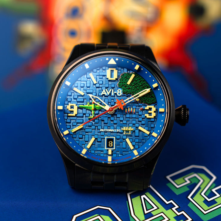 AVI - 8 Flyboy Capcom 1942 Automatic Pixel Limited Edition Gunmetal Ace - Watches.com - AV - 4121 - 22