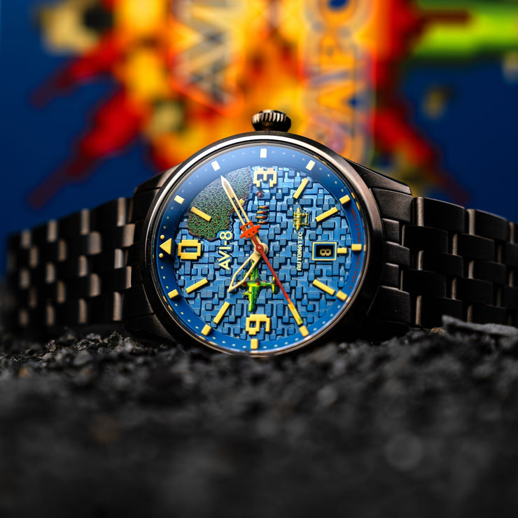 AVI - 8 Flyboy Capcom 1942 Automatic Pixel Limited Edition Gunmetal Ace - Watches.com - AV - 4121 - 22