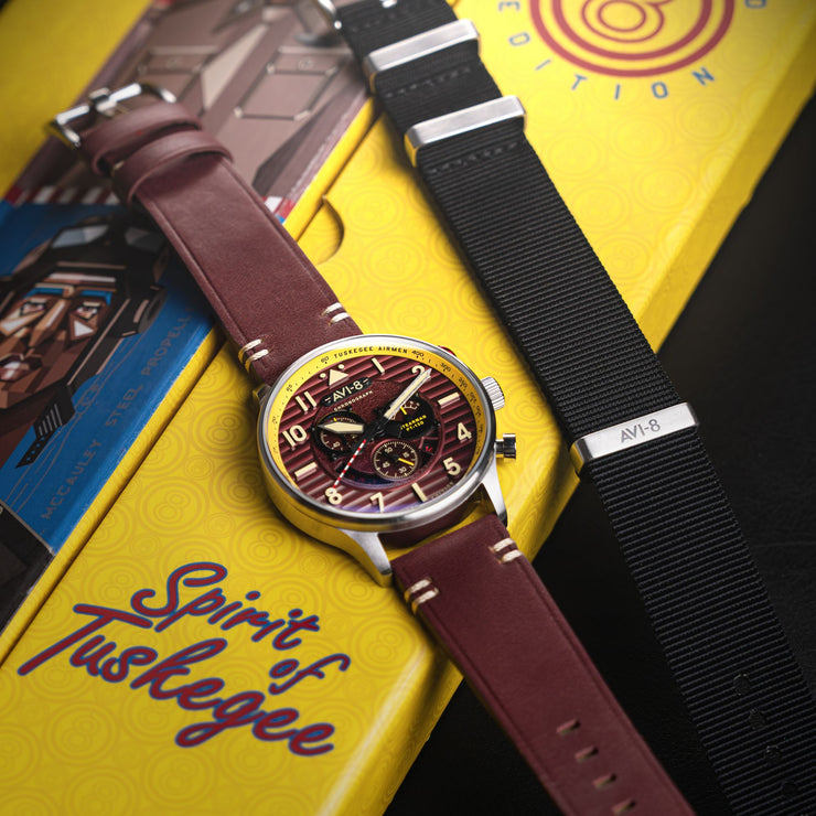 AVI - 8 Flyboy Spirit Of Tuskegee Chronograph Limited Edition Brown - Watches.com - AV - 4109 - 02