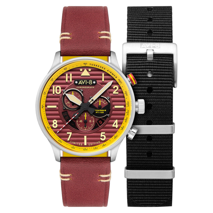 AVI - 8 Flyboy Spirit Of Tuskegee Chronograph Limited Edition Brown - Watches.com - AV - 4109 - 02