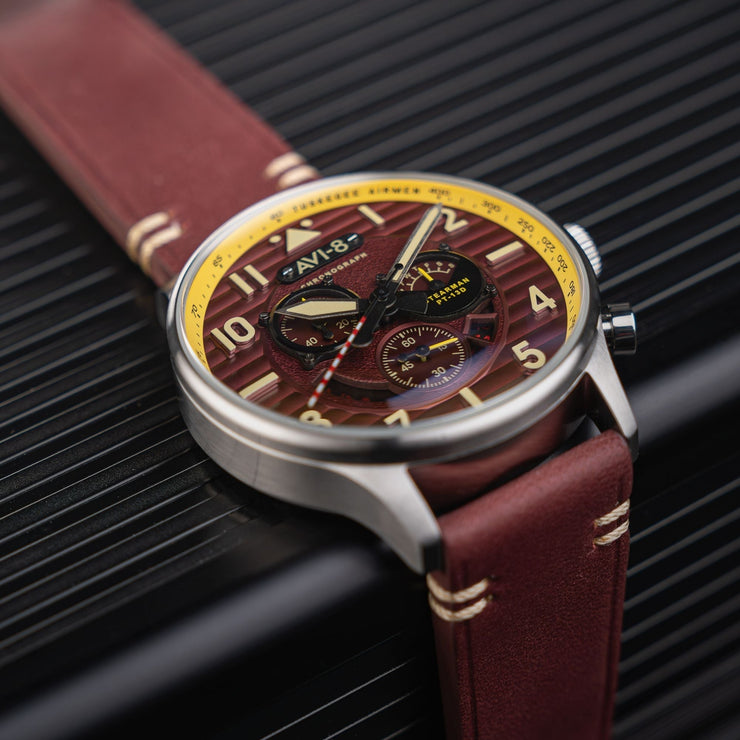 AVI - 8 Flyboy Spirit Of Tuskegee Chronograph Limited Edition Brown - Watches.com - AV - 4109 - 02