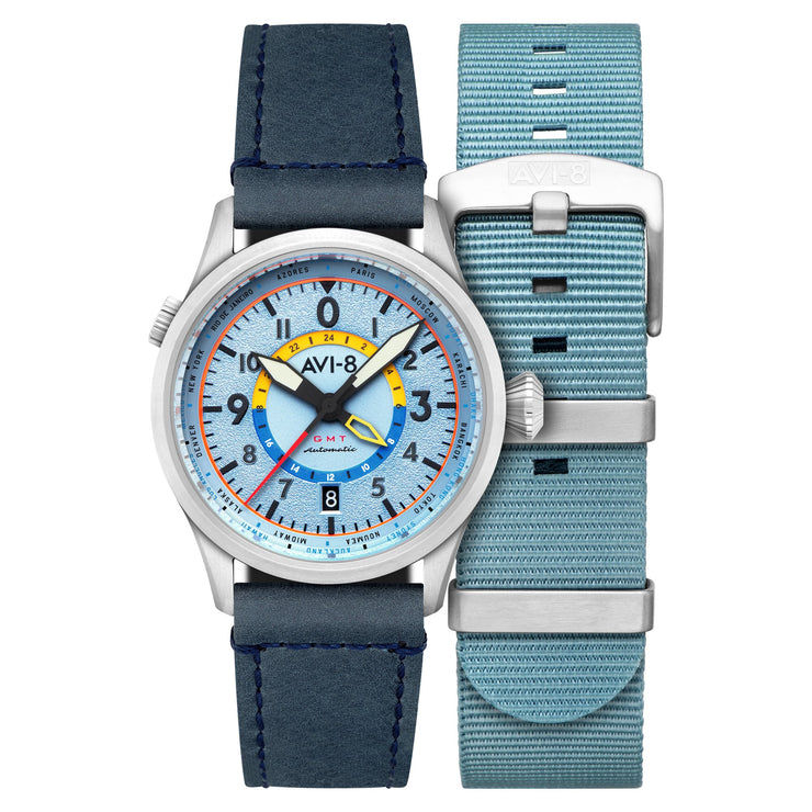 AVI - 8 Flyboy Wingman Worldtimer GMT Automatic Power Blue - Watches.com - AV - 4120 - 03