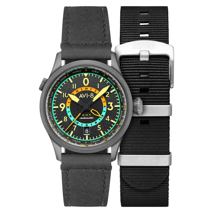 AVI - 8 Flyboy Wingman Worldtimer GMT Automatic Tropical Grey - Watches.com - AV - 4120 - 04