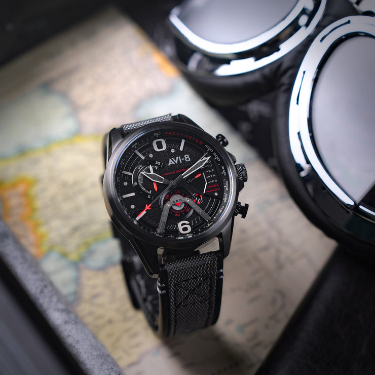 AVI - 8 Hawker Harrier Dual Retrograde Chronograph Carbon Black - Watches.com - AV - 4056 - 0B