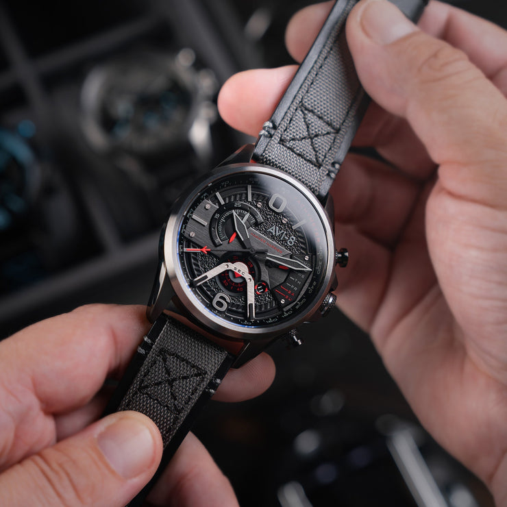 AVI - 8 Hawker Harrier Dual Retrograde Chronograph Carbon Black - Watches.com - AV - 4056 - 0B