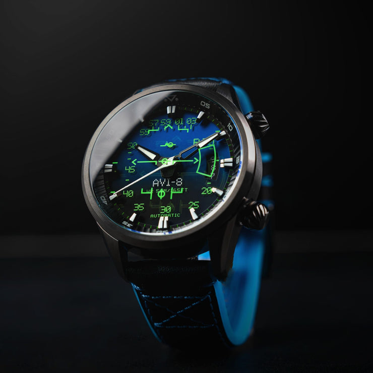 AVI - 8 Hawker Harrier HUD Automatic Gradient Blue - Watches.com - AV - 4117 - 01