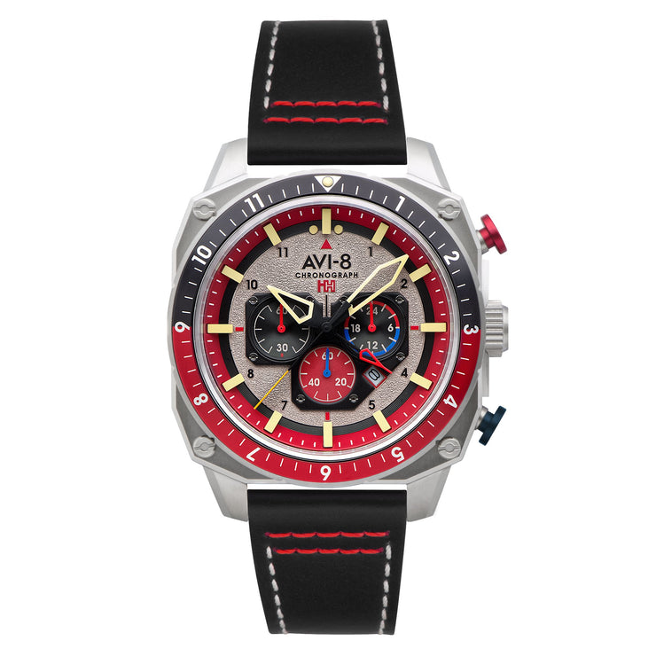 AVI - 8 Hawker Hunter Atlas Dual Time Chronograph Hazard Red - Watches.com - AV - 4100 - 03