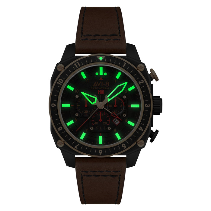 AVI-8 Hawker Hunter Atlas Dual Time Chronograph Jade Black angled shot picture