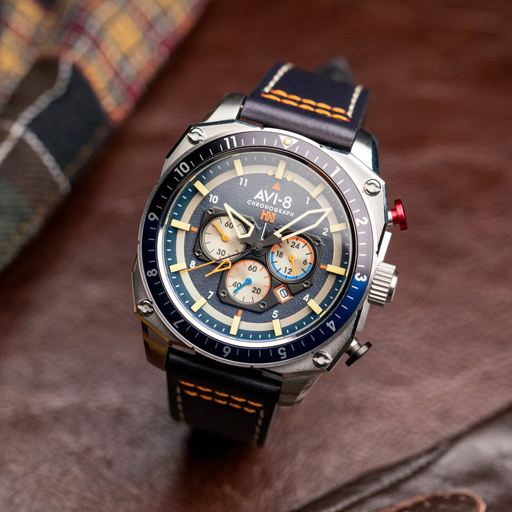 AVI - 8 Hawker Hunter Atlas Dual Time Chronograph Pavillion Blue - Watches.com - AV - 4100 - 02