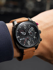 AVI - 8 Hawker Hunter Retrograde Chronograph Charcoal Ember Brown - Watches.com - AV - 4052 - 02