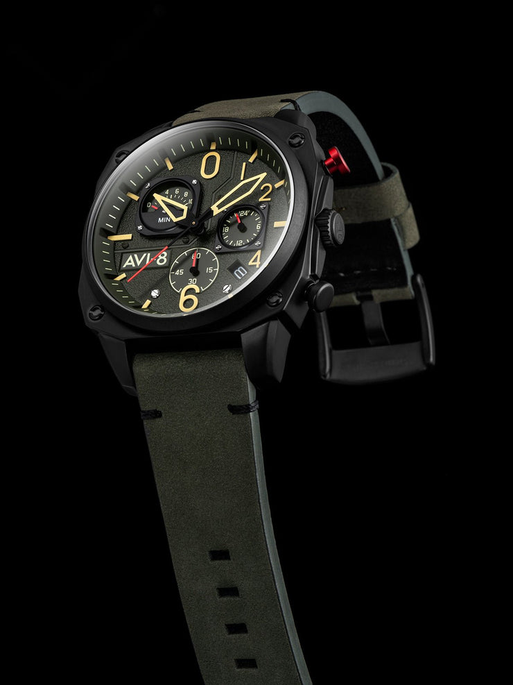 AVI - 8 Hawker Hunter Retrograde Chronograph Deep Green Black - Watches.com - AV - 4052 - 08