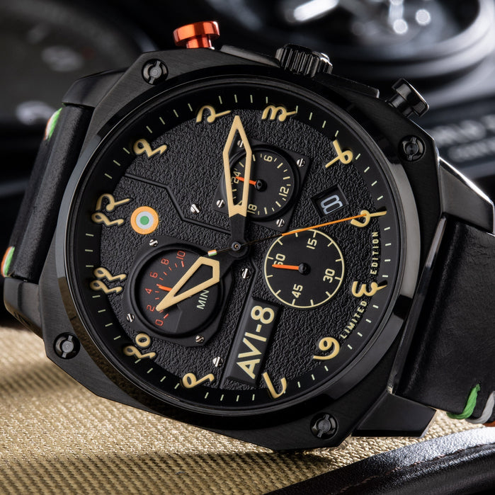 AVI-8 Hawker Hunter Retrograde Chronograph Indian Limited Edition angled shot picture