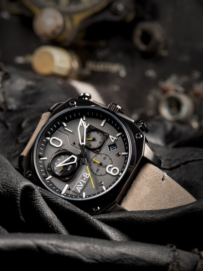 AVI-8 Hawker Hunter Retrograde Chronograph Sea Gray angled shot picture