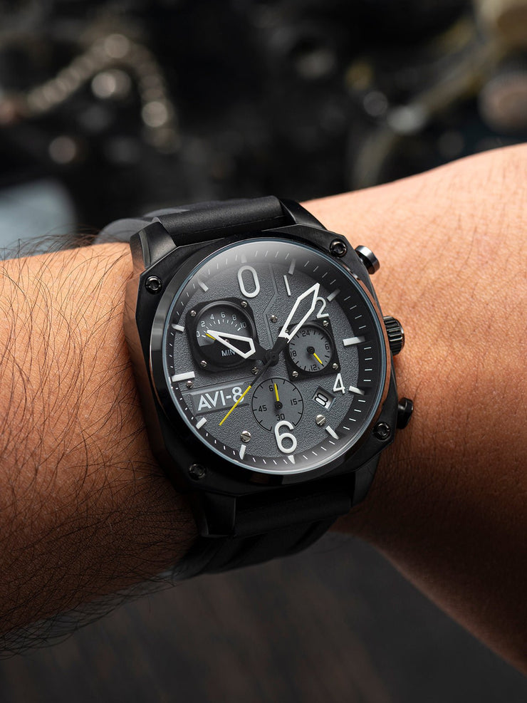 AVI - 8 Hawker Hunter Retrograde Chronograph Tactical Black - Watches.com - AV - 4052 - R1