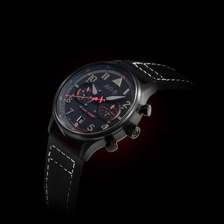 AVI - 8 Hawker Hurricane Carey Dual Time Night Reaper Limited Edition Viper Black - Watches.com - AV - 4088 - 05