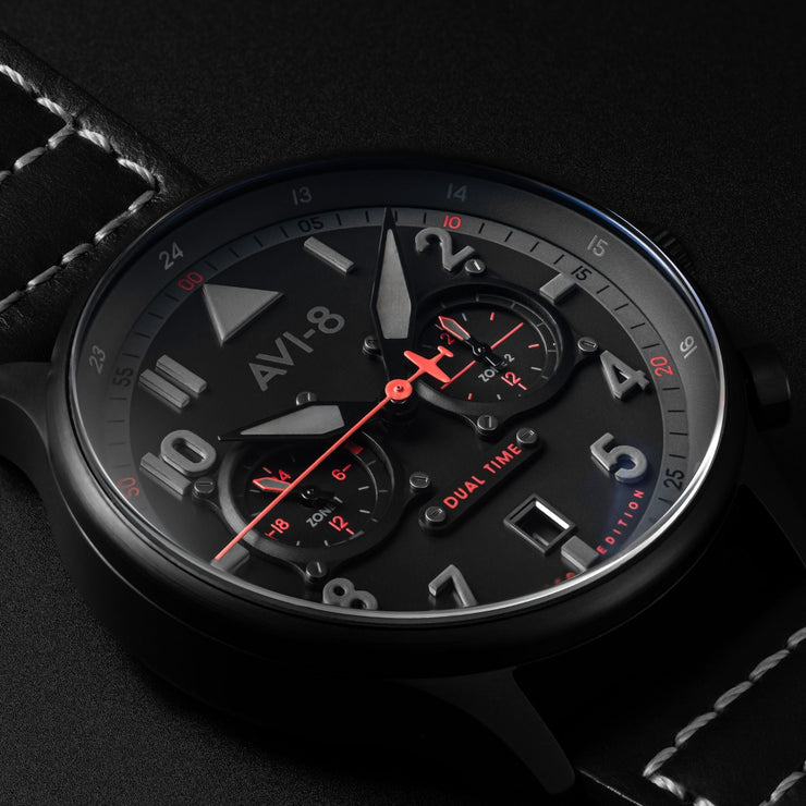 AVI - 8 Hawker Hurricane Carey Dual Time Night Reaper Limited Edition Viper Black - Watches.com - AV - 4088 - 05