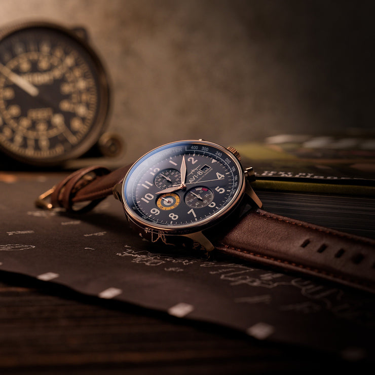 AVI - 8 Hawker Hurricane Classic Chronograph Admiral Blue - Watches.com - AV - 4011 - 0O