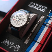 AVI - 8 Hawker Hurricane Classic Chronograph Blue White - Watches.com - AV - 4011 - 0X